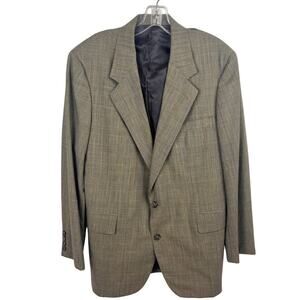 Freedberg Glen Plaid Wool Suit Jacket Size 44R Brown Dark Academia Corporate